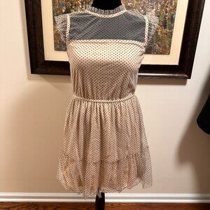 Crystal Doll Short Dress Cream with Black Velvet Dots Size Small